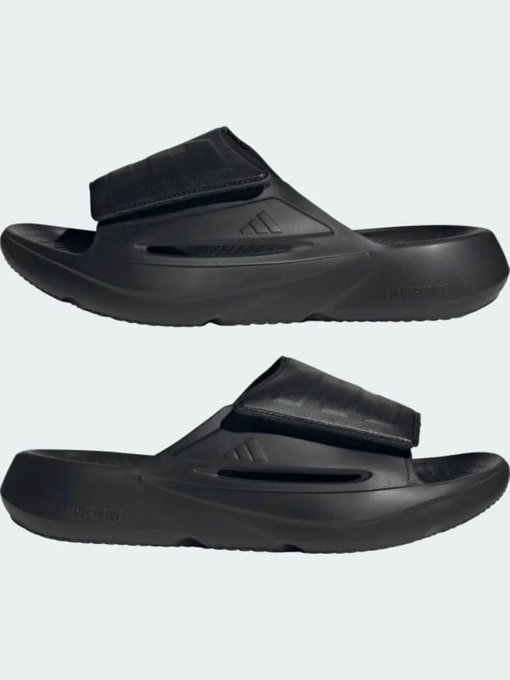 adidas All-Black Lightblaze Slide with Velcro Strap